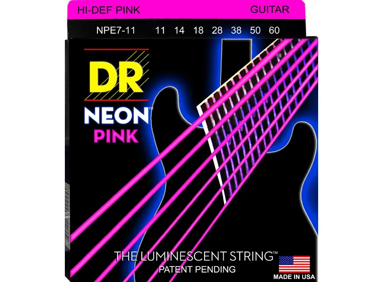 DR Strings NPE711 Neon Pink (011-060) 7 string medium heavy 